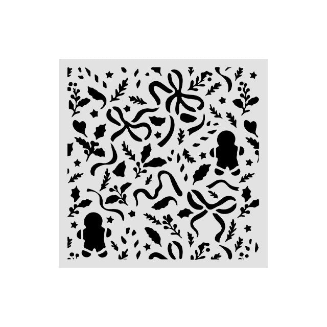 Stamperia - Silent Night - Stencils - Christmas Ribbons And Gingerbread