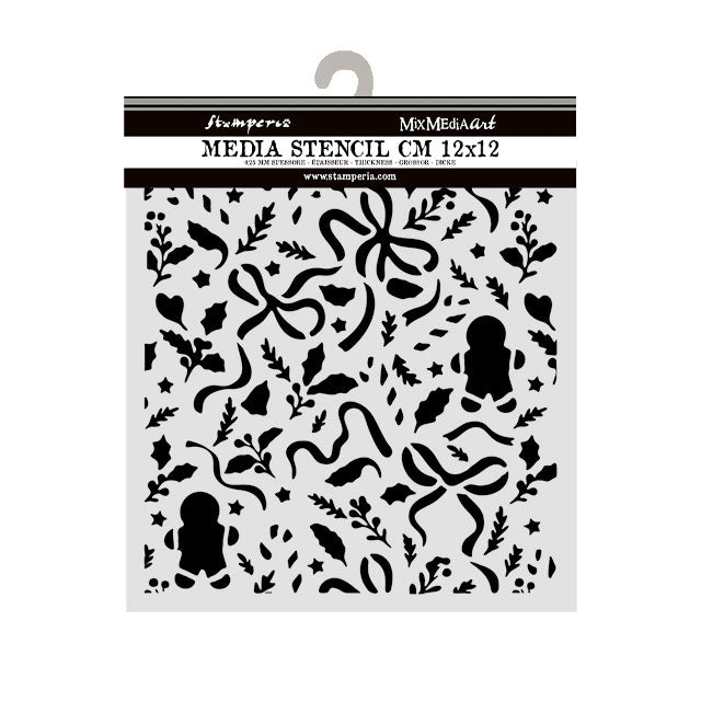 Stamperia - Silent Night - Stencils - Christmas Ribbons And Gingerbread
