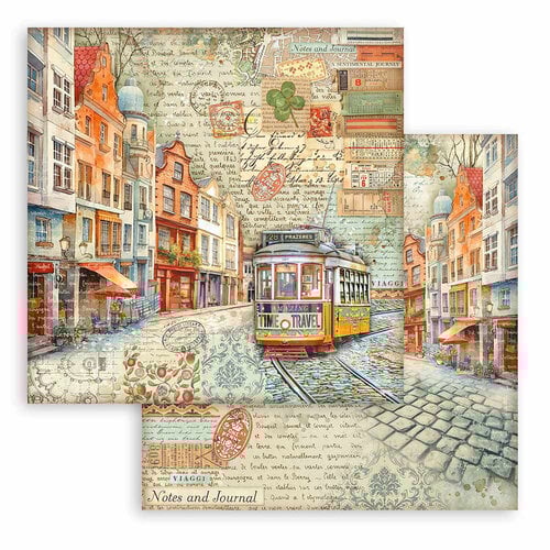 Stamperia - Art of Travelling Collection - 12 x 12 Double Sided Paper - Tram