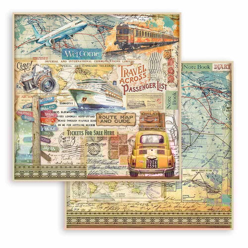 Stamperia - Art of Travelling Collection - 12 x 12 Double Sided Paper - Car