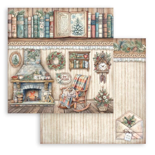 Stamperia - The Owl's House - 12 x 12 Double Sided Paper - Fireplace