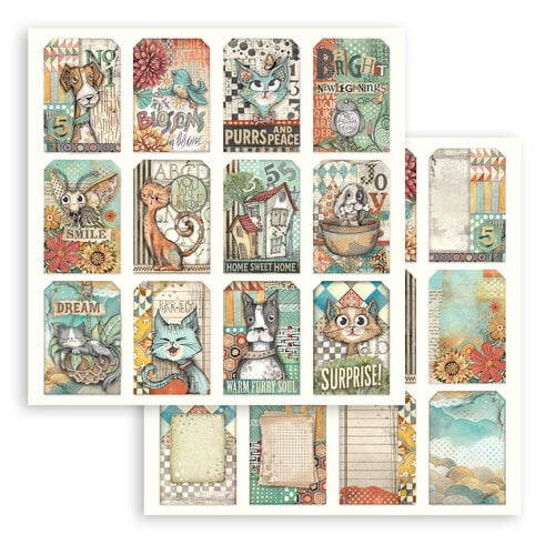 Stamperia - Furry Friends - 12 x 12 Double Sided Paper - Tags