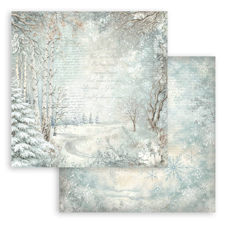 Stamperia - White Christmas - 12 x 12 Double Sided Paper - Snowy Woods