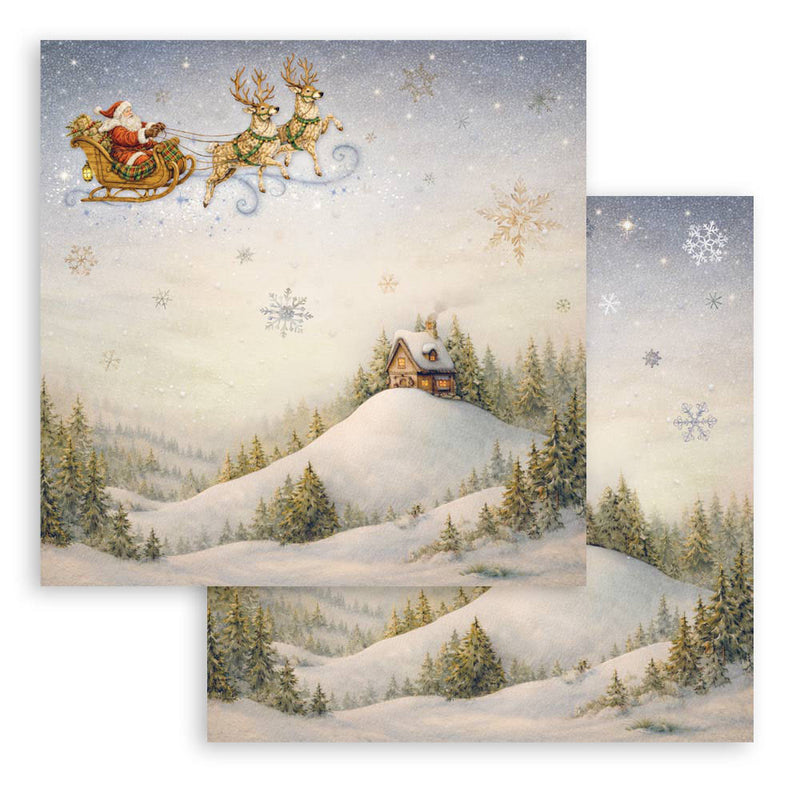 Stamperia - Silent Night - 12 x 12 Double Sided Paper - Santa Claus Sleigh