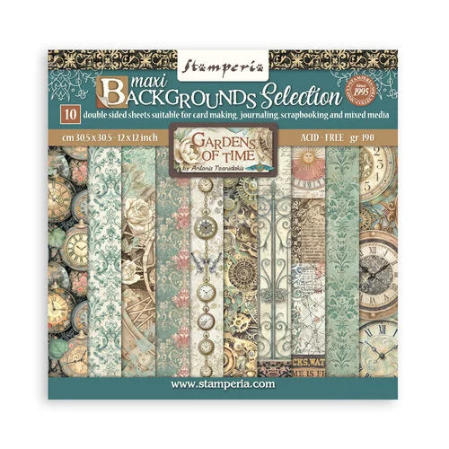 Stamperia - Gardens Of Time - 12 x 12 Paper Pad - Backgrounds
