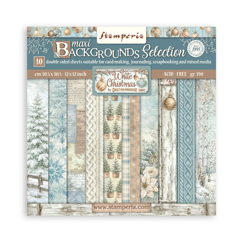 Stamperia - White Christmas - 12 x 12 Paper Pad - Backgrounds