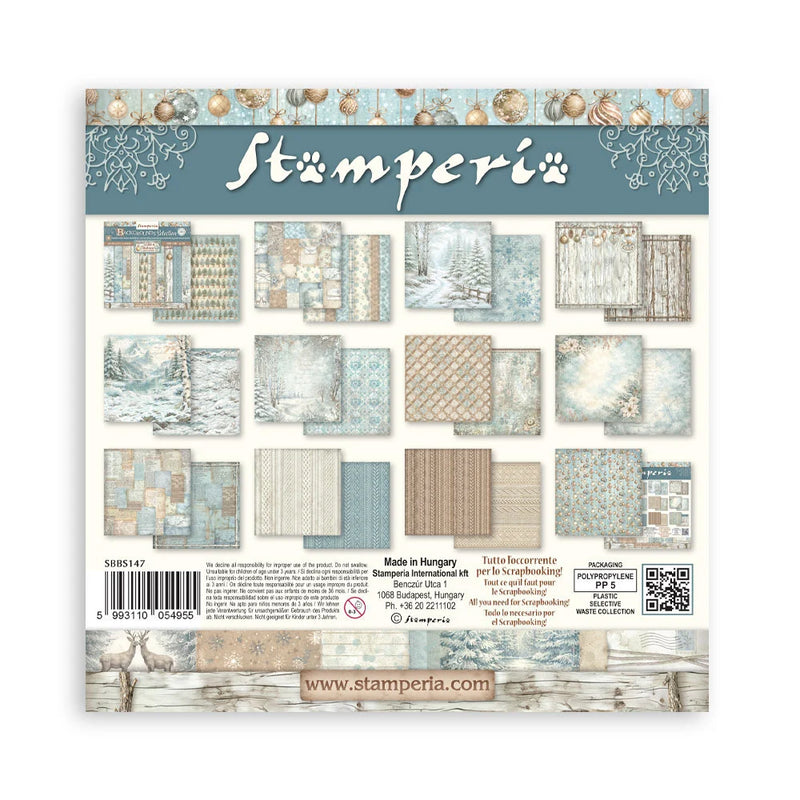 Stamperia - White Christmas - 8 x 8 Paper Pad - Backgrounds