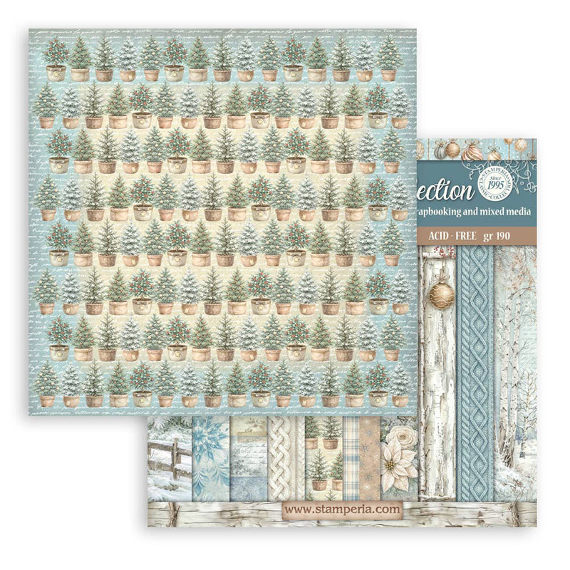 Stamperia - White Christmas - 8 x 8 Paper Pad - Backgrounds