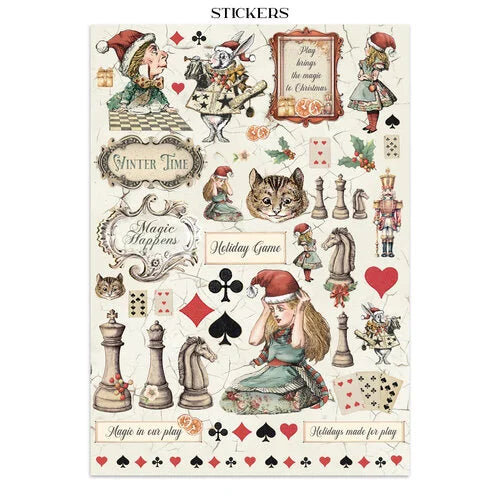 Stamperia - Alice In Christmas Collection - Junk Journal - Stickers, Cut-outs, and Backgrounds