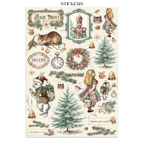Stamperia - Alice In Christmas Collection - Junk Journal - Stickers, Cut-outs, and Backgrounds