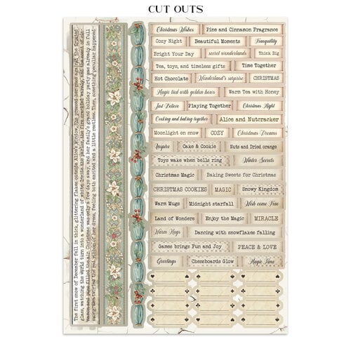 Stamperia - Alice In Christmas Collection - Junk Journal - Stickers, Cut-outs, and Backgrounds