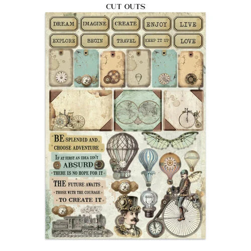 Stamperia - Voyage Fantastique - Junk Journal - Stickers, Cut-outs, and Backgrounds