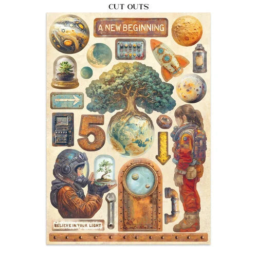 Stamperia - A New Beginning - Junk Journal - Stickers, Cut-outs, and Backgrounds