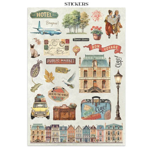 Stamperia - Art Of Travelling - Junk Journal - Stickers, Cut-outs, and Backgrounds