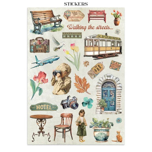 Stamperia - Art Of Travelling - Junk Journal - Stickers, Cut-outs, and Backgrounds