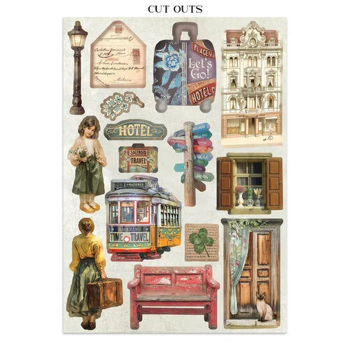 Stamperia - Art Of Travelling - Junk Journal - Stickers, Cut-outs, and Backgrounds