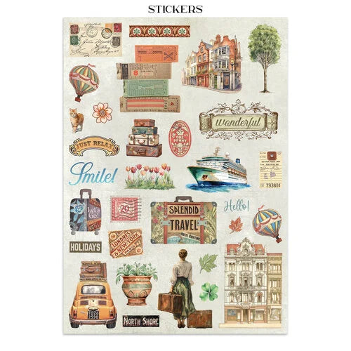 Stamperia - Art Of Travelling - Junk Journal - Stickers, Cut-outs, and Backgrounds