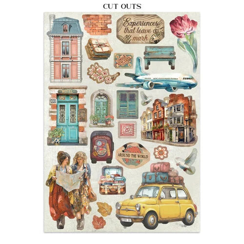 Stamperia - Art Of Travelling - Junk Journal - Stickers, Cut-outs, and Backgrounds