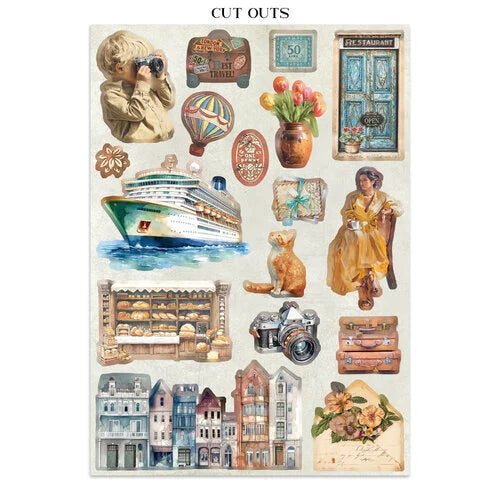 Stamperia - Art Of Travelling - Junk Journal - Stickers, Cut-outs, and Backgrounds