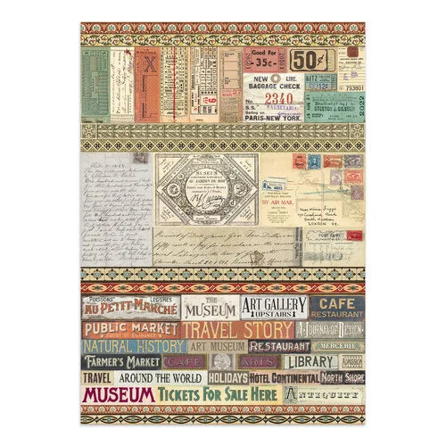 Stamperia - Art Of Travelling - Junk Journal - Stickers, Cut-outs, and Backgrounds
