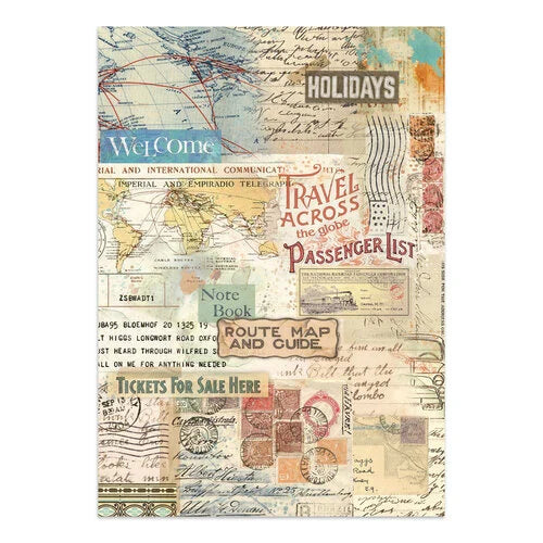 Stamperia - Art Of Travelling - Junk Journal - Stickers, Cut-outs, and Backgrounds