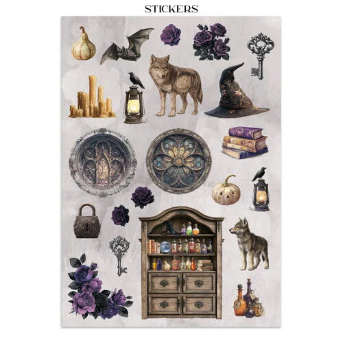 Stamperia - Halloween Collection - Junk Journal - Stickers, Cut-Outs, and Backgrounds