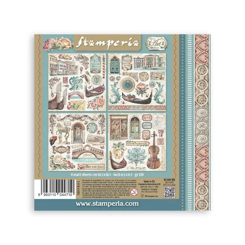 Stamperia - Venice City of Art Collection - Sticker Album - 4 Sheets