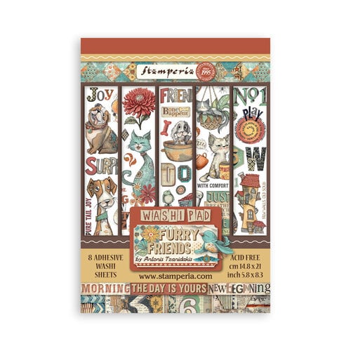 Stamperia - Furry Friends - Washi Pad - 8 Sheets
