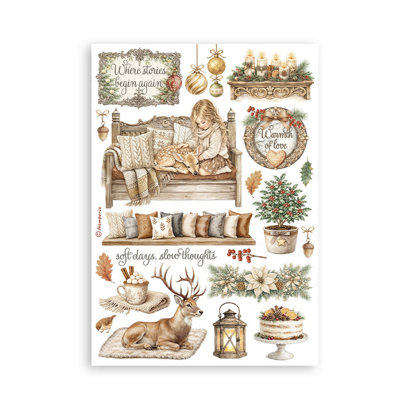 Stamperia - White Christmas - Washi Pad - 8 Sheets