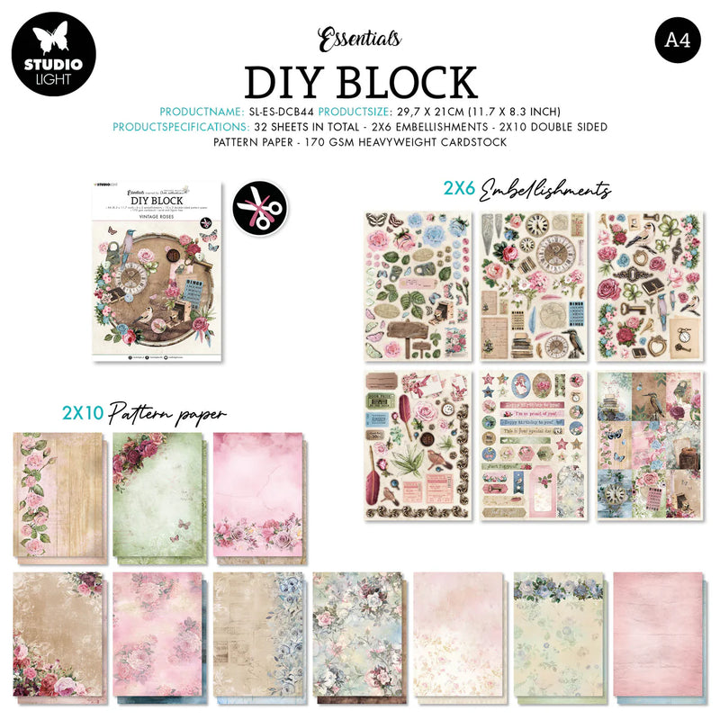 Studio Light - DIY Block - Vintage Roses