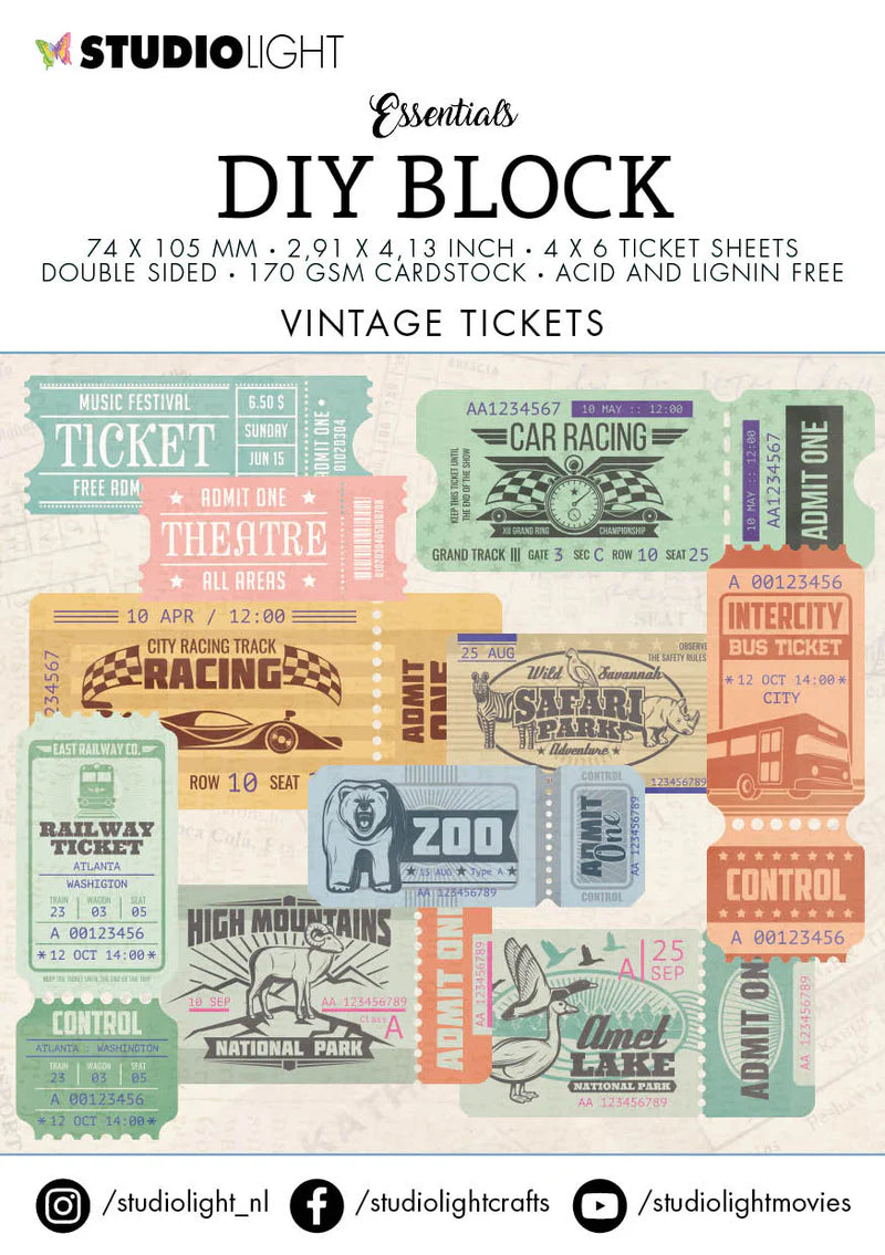 Studio Light - DIY Block Mini - Vintage Tickets