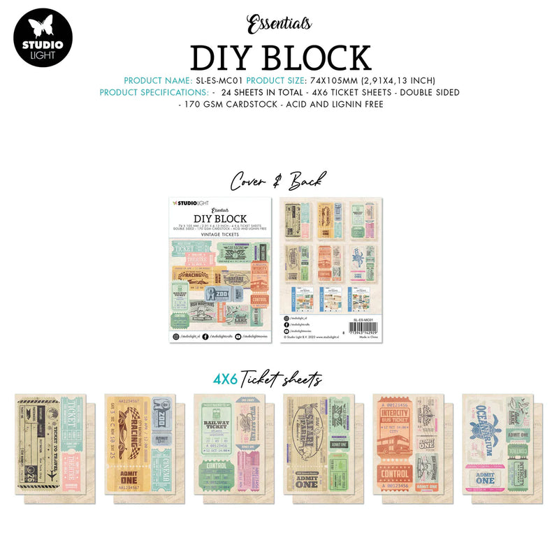 Studio Light - DIY Block Mini - Vintage Tickets