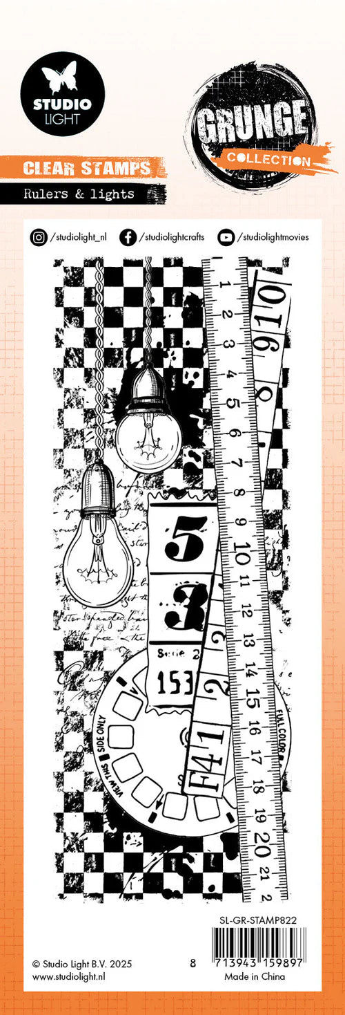 Studio Light - Clear Stamp Rulers & Lights Grunge Collection