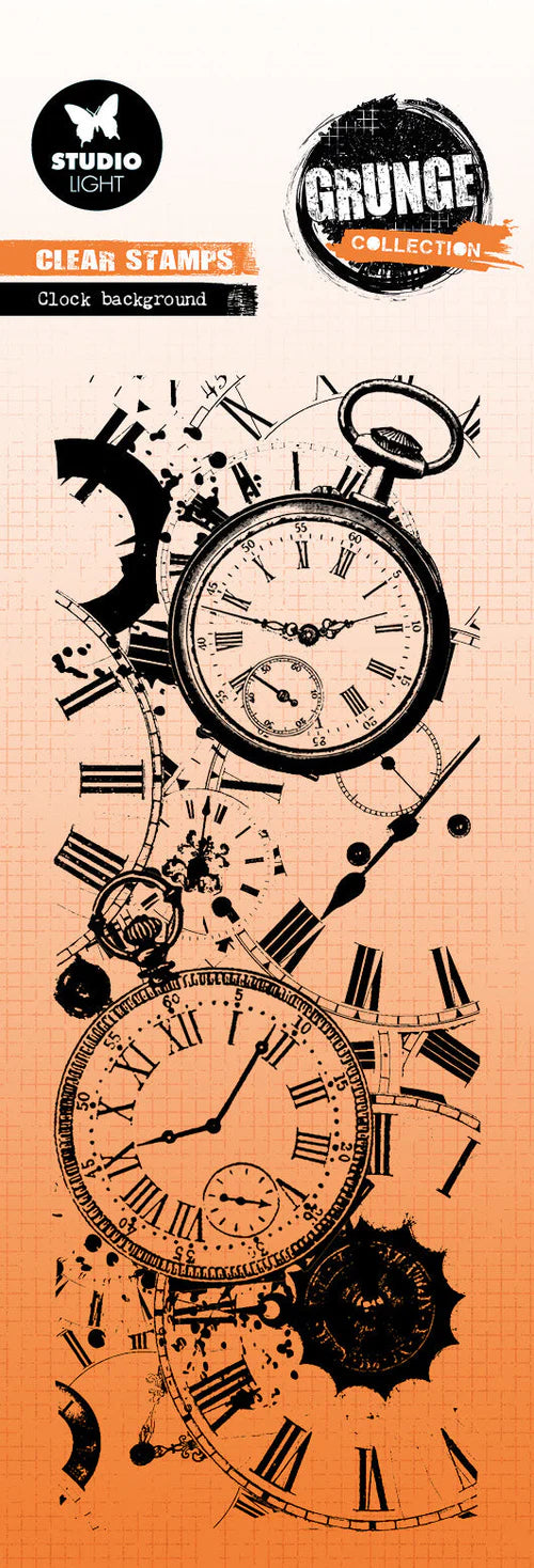 Studio Light - Clear Stamp Clock Background Grunge Collection