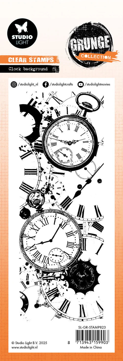 Studio Light - Clear Stamp Clock Background Grunge Collection