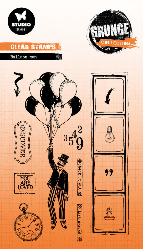 Studio Light - Clear Stamp Balloon Man Grunge Collection
