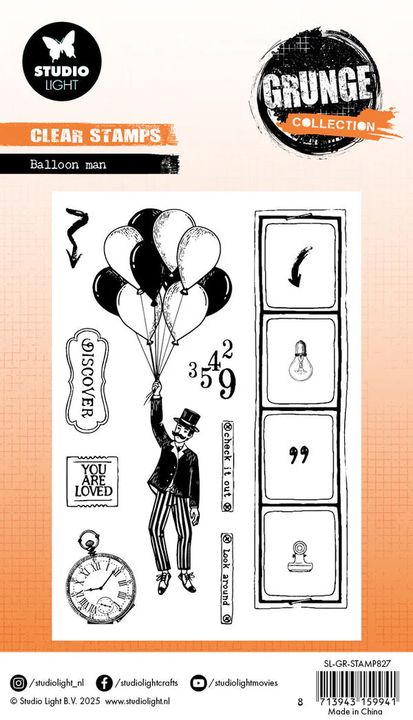 Studio Light - Clear Stamp Balloon Man Grunge Collection