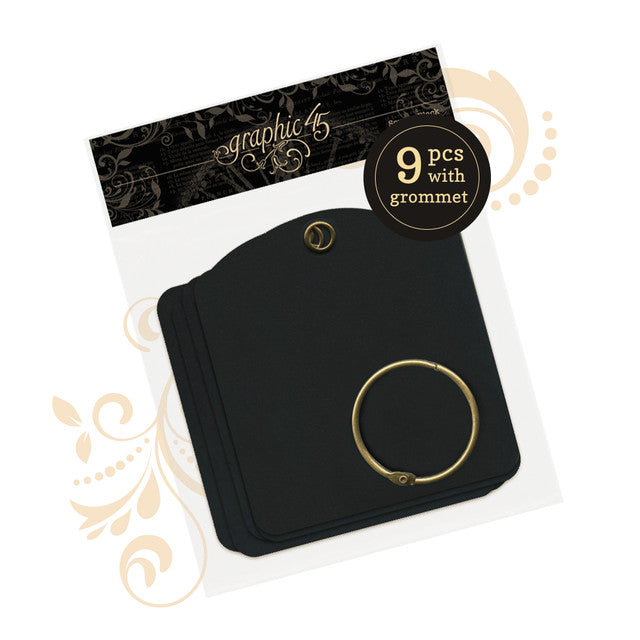 Graphic 45 - Square Tags Black