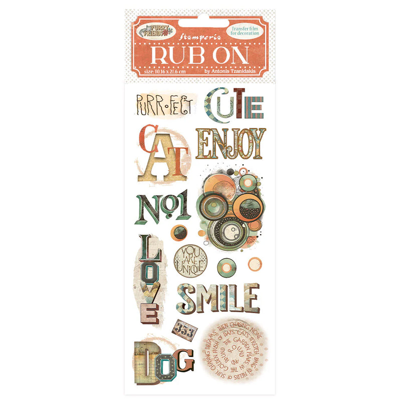 Stamperia - Furry Friends - Rub On Transfers - Writings