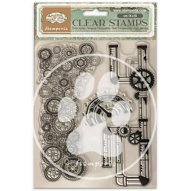 Stamperia - Gardens Of Time - Clear Acrylic Stamps - Tubes and Clocks
