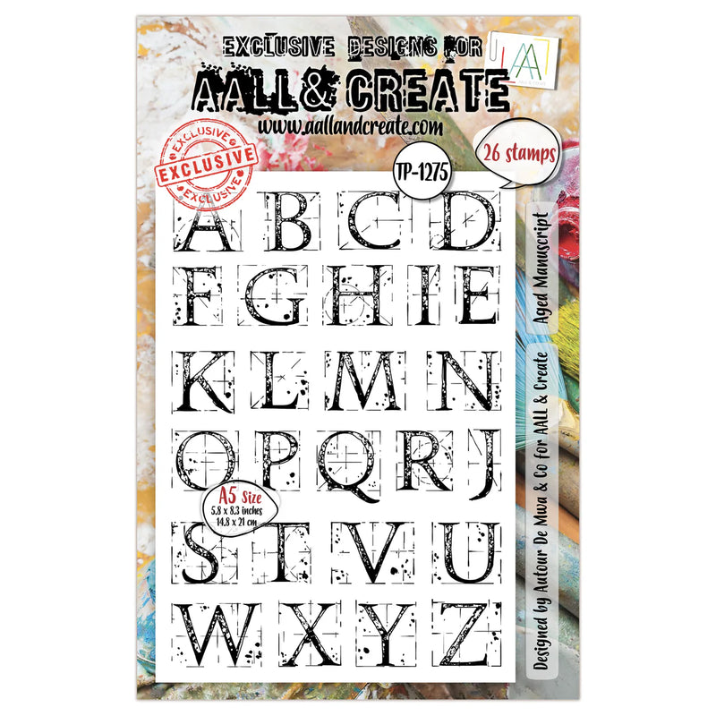 AALL and Create - A5 Stamp Set - Aged Manuscript