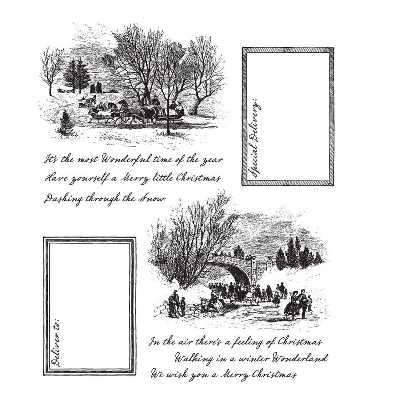 Stampers Anonymous - Tim Holtz - Cling Mounted Rubber Stamp Set - Scenic Holiday
