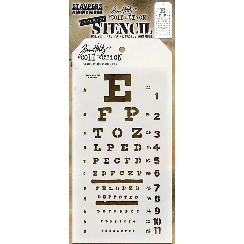 Stampers Anonymous - Tim Holtz - Layering Stencil - Eye Chart