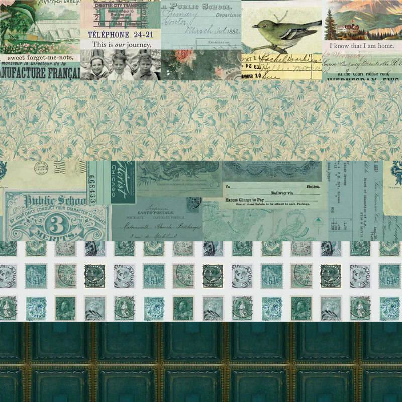 Tim Holtz - Idea-ology - Palette Collection - 8 x 8 Paper Pack - Teal