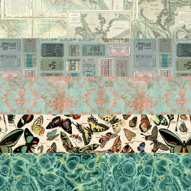 Tim Holtz - Idea-ology - Palette Collection - 8 x 8 Paper Pack - Teal