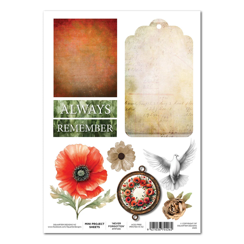 3Quarter Designs - Never Forgotten - Mini Project Sheet