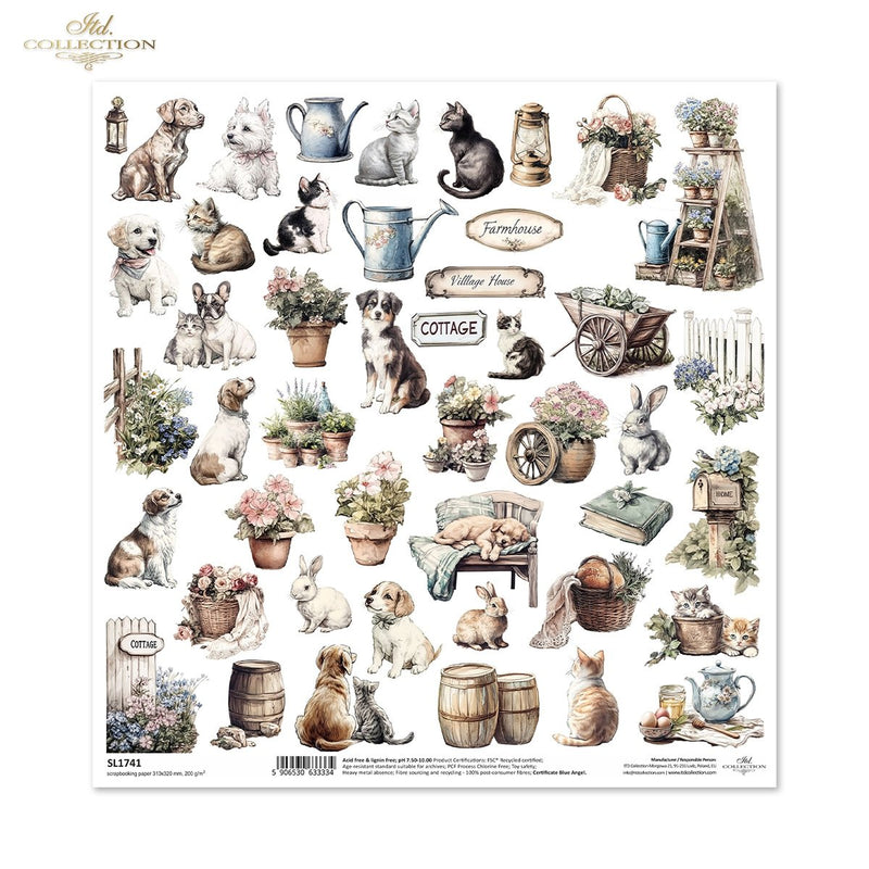 ITD Collection - Cottage in the Country - SL1741 Scrapbooking Single Sheet