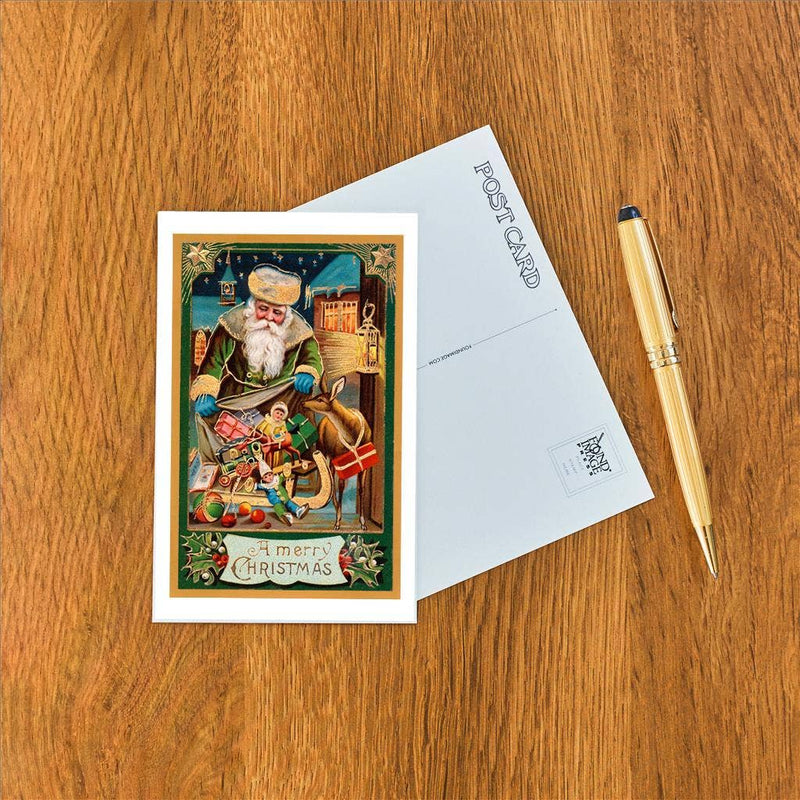 Found Image Press - Postcard - A Merry Christmas, Santa with Bag