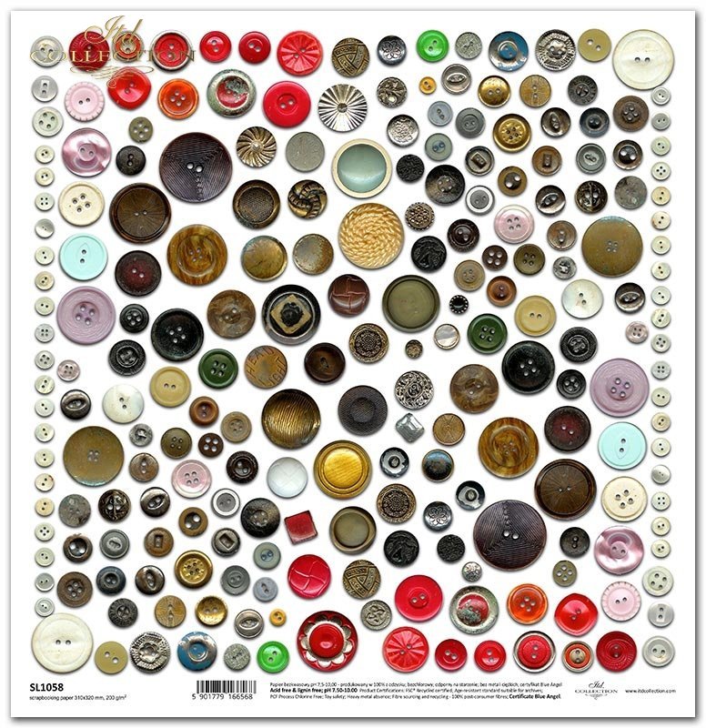 ITD Collection - Buttons - Scrapbooking Single Sheet