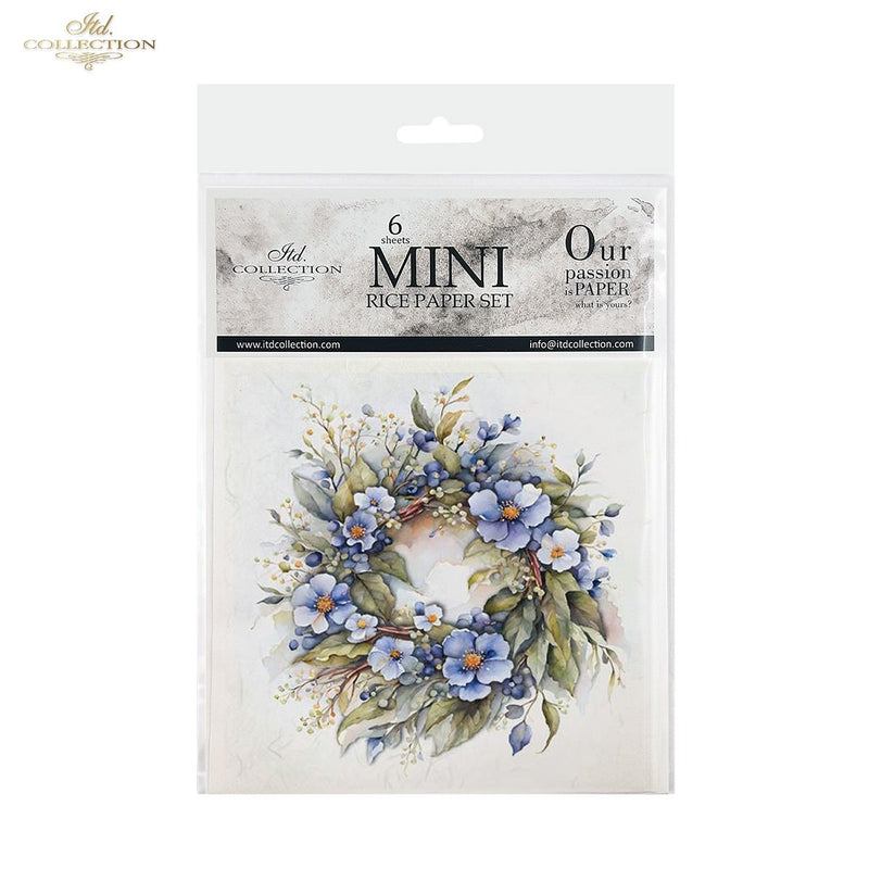 ITD Collection - Rice Paper Set Mini - Wreath of Spring Flowers Purple